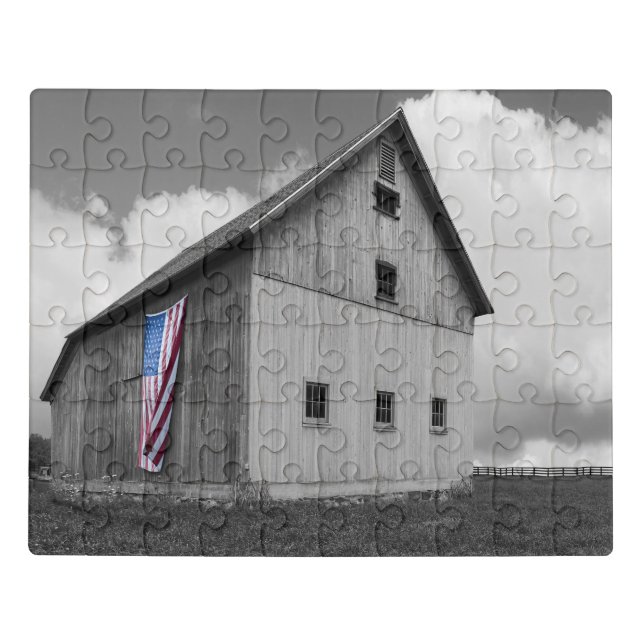 Flags of Our Farmers - Barn with American Flag Jigsaw Puzzle (Puzzle Horizontal)