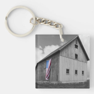 Flags of Our Farmers - Barn with American Flag Keychain