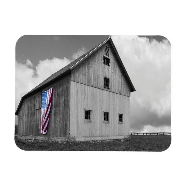 Flags of Our Farmers - Barn with American Flag Magnet (Horizontal)
