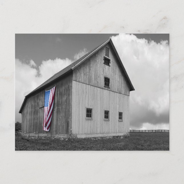 Flags of Our Farmers - Barn with American Flag Postcard (Front)