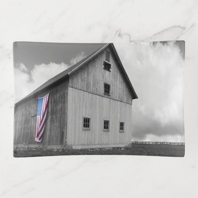 Flags of Our Farmers - Barn with American Flag Trinket Tray (Front)