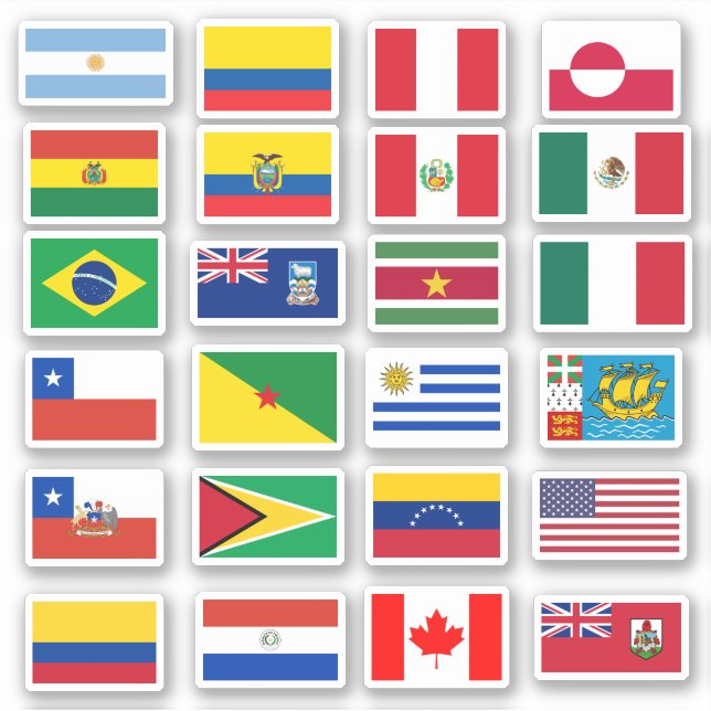 Flags of South and North America Sticker (Front)