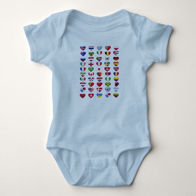 Flags of the countries heart shape baby bodysuit (Front)