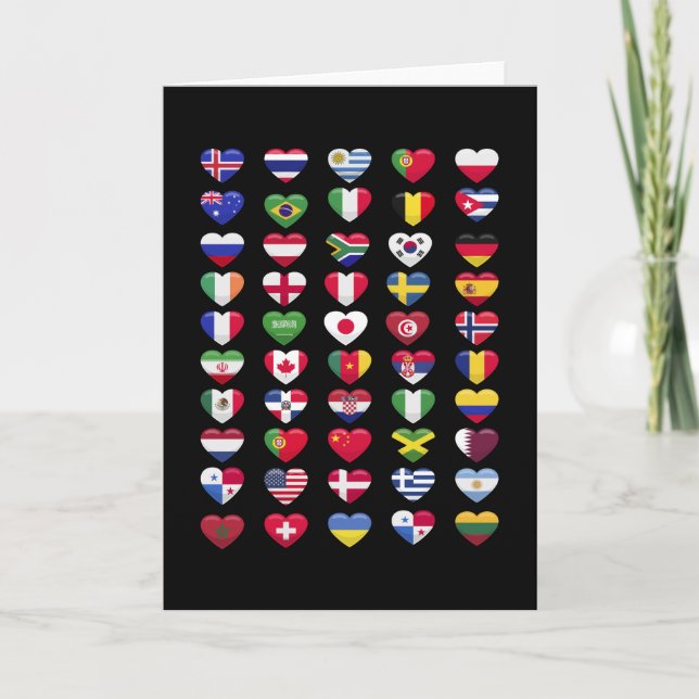 Flags of the countries heart shape card (Front)