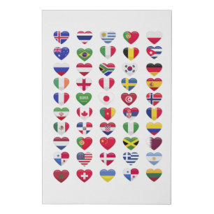 Flags of the countries heart shape faux canvas print