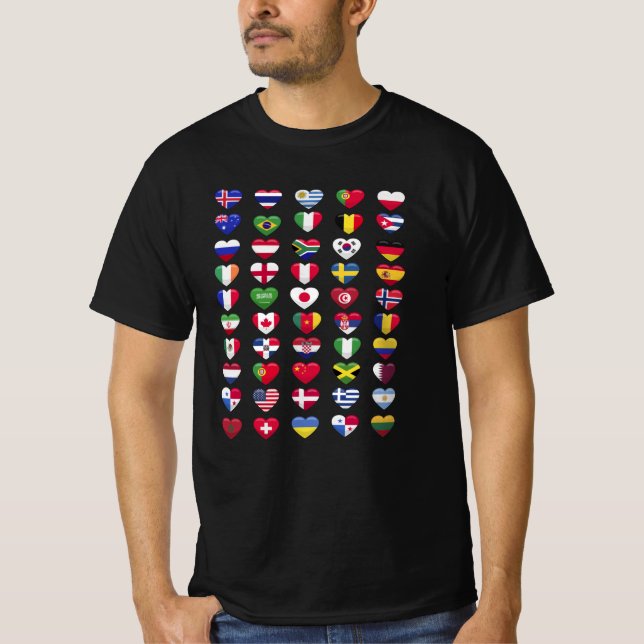 Flags of the countries heart shape T-Shirt (Front)