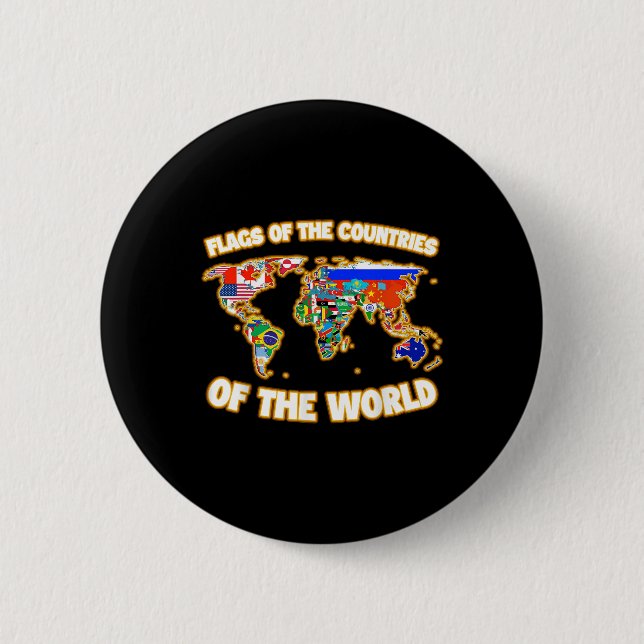 Flags Of The Countries Of The World Map Internatio Button (Front)