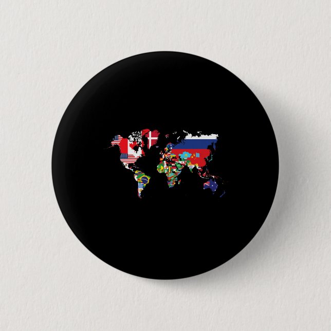 Flags Of The Countries Of The World Map Internatio Button (Front)