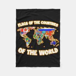 Flags Of The Countries Of The World Map Internatio Fleece Blanket