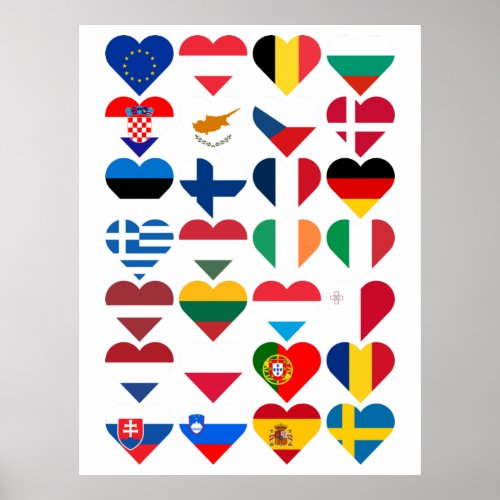 Flags of the European Union Postcard Poster