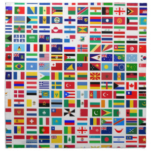 flags of the world against white napkin