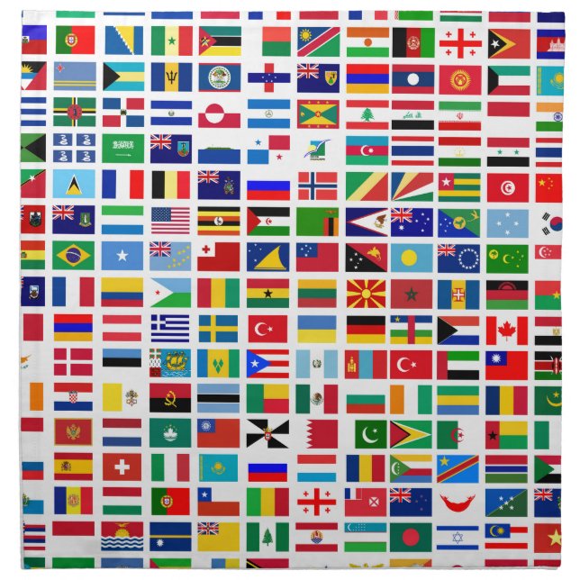 flags of the world against white napkin (Front)