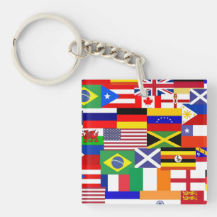 Flags of the world collage keychain