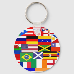 Flags of the world collage keychain