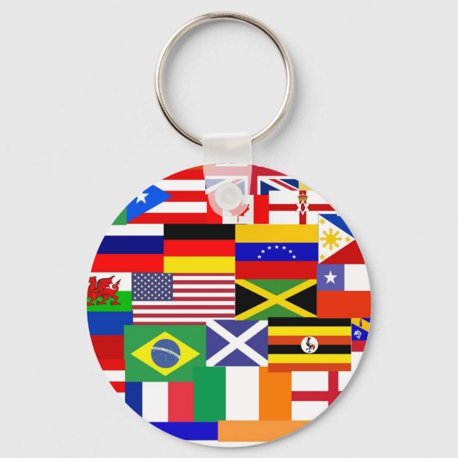 Flags of the world collage keychain (Front)