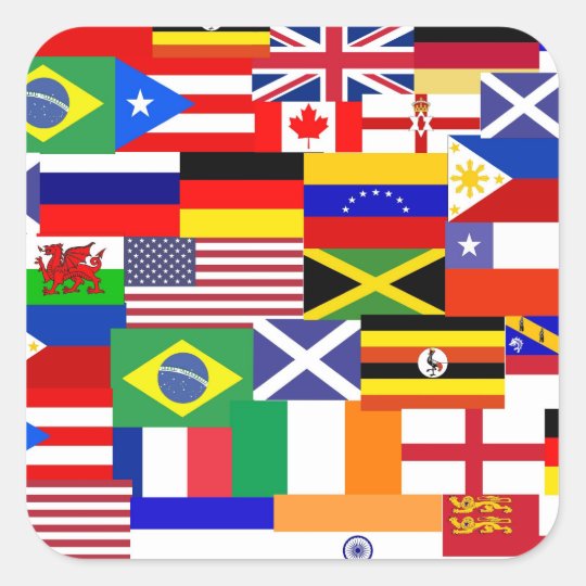 Flags of the world collage square sticker | Zazzle.com