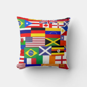 Flags of the world collage throw pillow