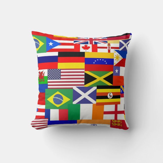 Flags of the world collage throw pillow (Front)