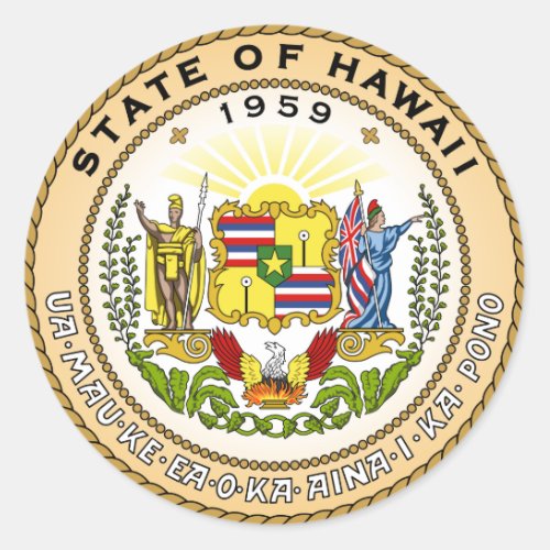 Flags of the world Emblem of Hawaii Classic Round Sticker