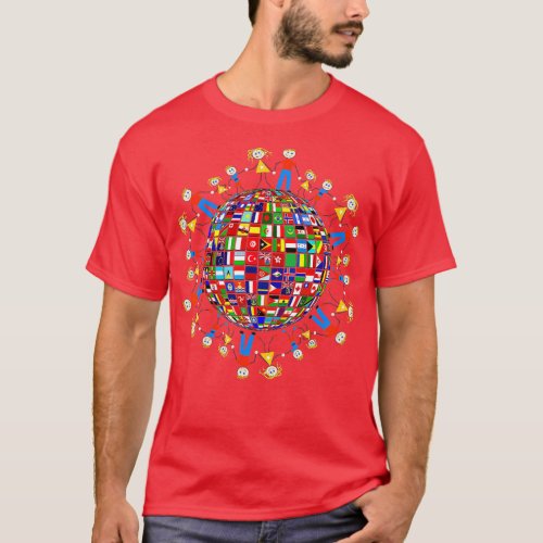 Flags of the World  Family around the Globe  T_Shirt