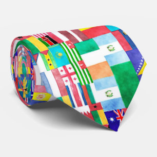 Flags of the world neck tie