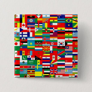 FLAGS OF THE WORLD PINBACK BUTTON