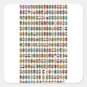 Flags of the World Popsicle Grid Square Sticker