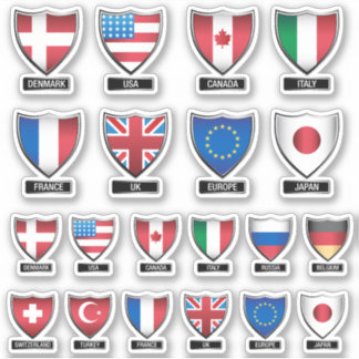Flags of the World Shield Sticker
