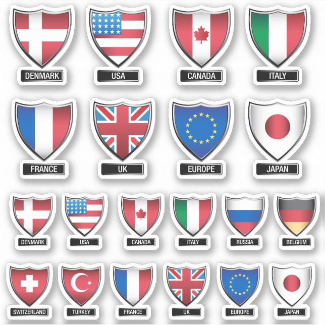 Flags of the World Shield Sticker (Front)