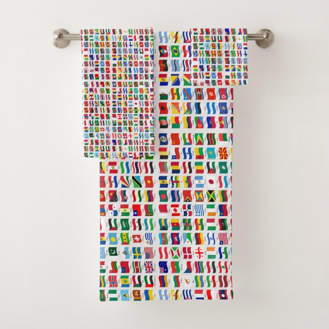 Flags of the World Travel Design Bath Towel Set (Insitu)