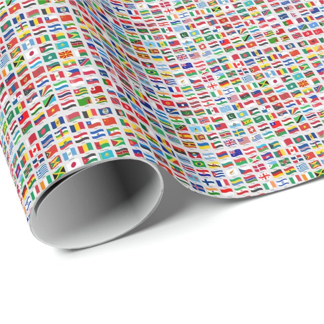 Flags of the World Travel Design Wrapping Paper (Roll Corner)