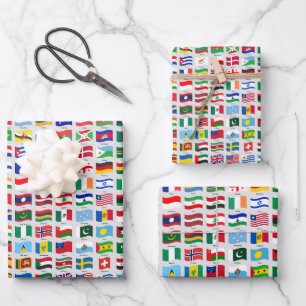 Flags of the World Travel Design Wrapping Paper Sheets