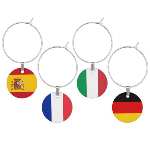 Flags of various Western Europe countries Wine Charm