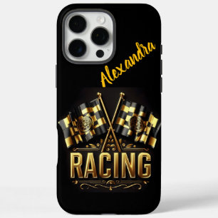 Flags of victory showcasing excitement in racing iPhone 16 pro max case
