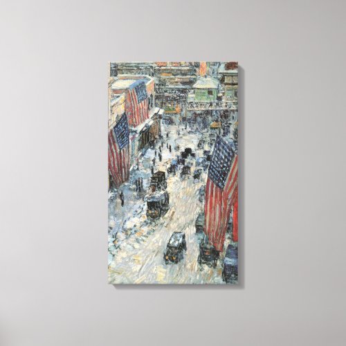 Flags on 57th Street by Frederick Childe Hassam Canvas Print