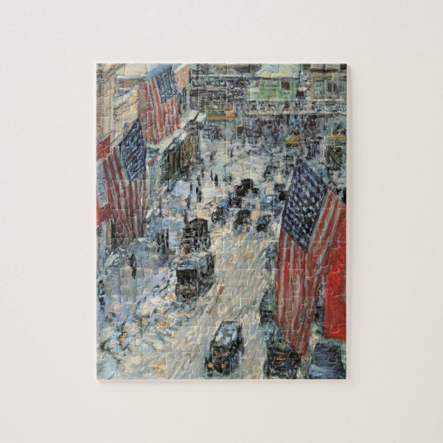 Flags on 57th Street by Frederick Childe Hassam Jigsaw Puzzle (Vertical)