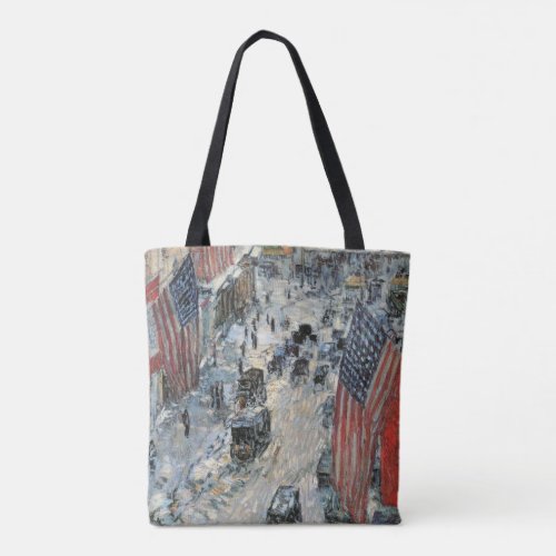 Flags on 57th Street by Frederick Childe Hassam Tote Bag