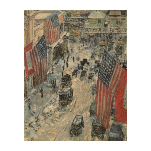 Flags on 57th Street by Frederick Childe Hassam Wood Wall Decor