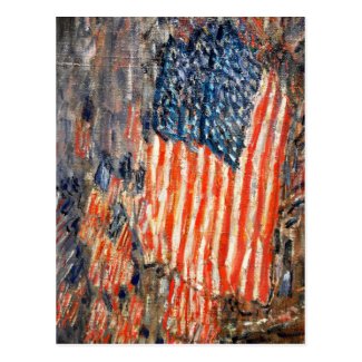 ""Flags on the Waldorf" by Childe Hassam Postcard