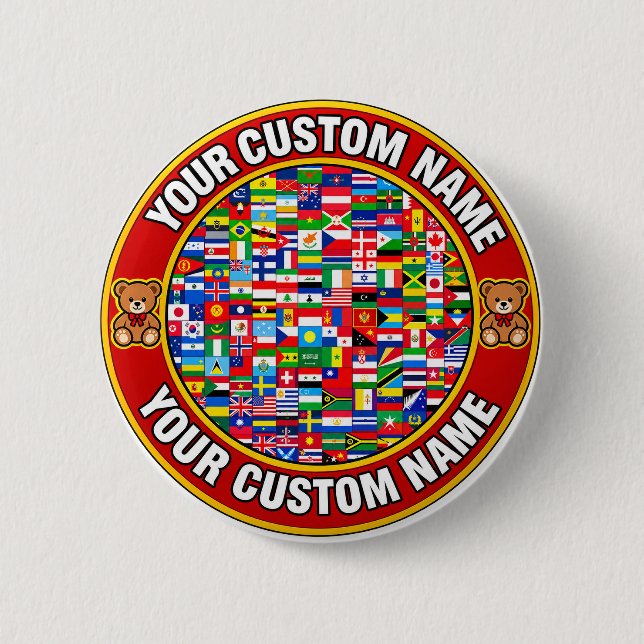 Flags Patches, Stylish custom design Button (Front)