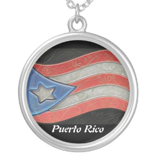 Flags-Puerto Rico Silver Plated Necklace