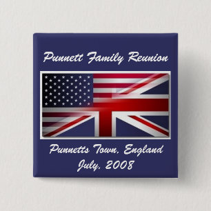 flags, Punnett Family Reunion, Punnetts Town, E... Pinback Button