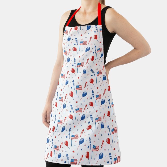 Flags Rockets balloons and stars 4th of July Apron (Insitu)