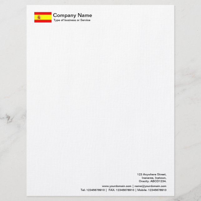 Flags - Spain Letterhead (Front)