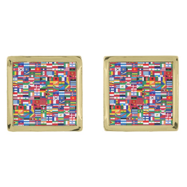 Flags Square Cufflinks, Stylish Flags Design. Cufflinks (Front)