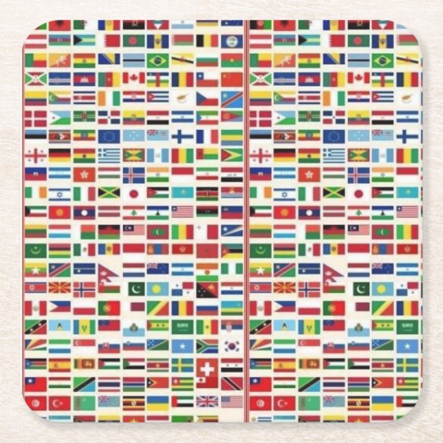 FLAGS  SQUARE PAPER COASTER (Front)