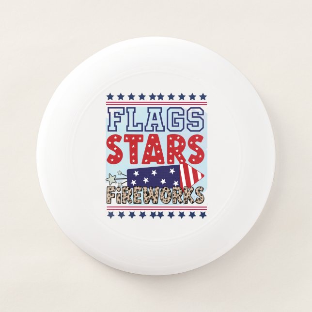 Flags Stars & Fireworks Patriotic US Independence Wham-O Frisbee (Front)
