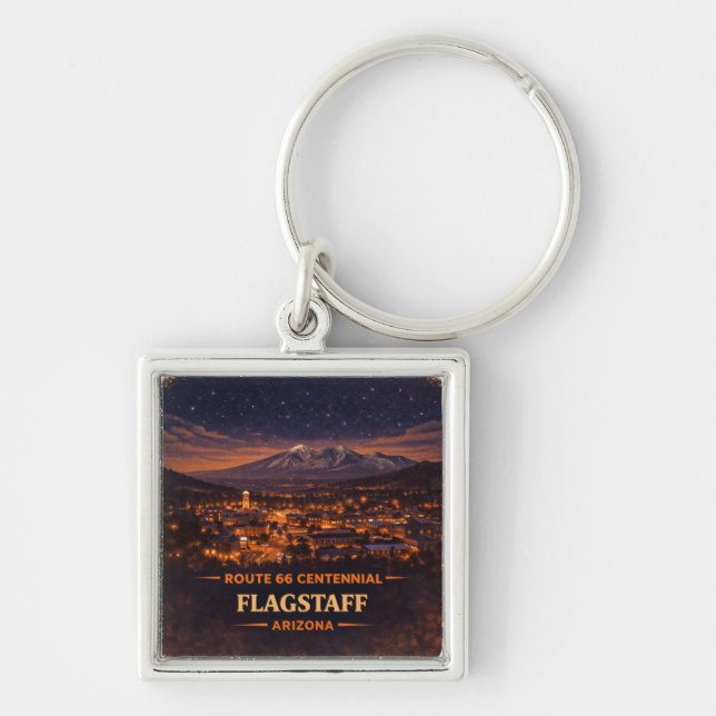 Flagstaff Arizona Century Road Trip Nightfall Keychain (Front)