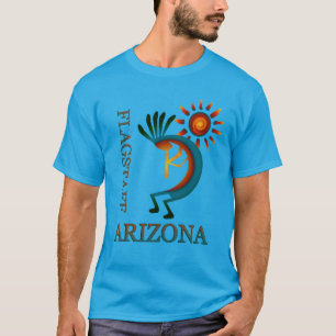Flagstaff Arizona Kokopelli with Sun Teal T-Shirt
