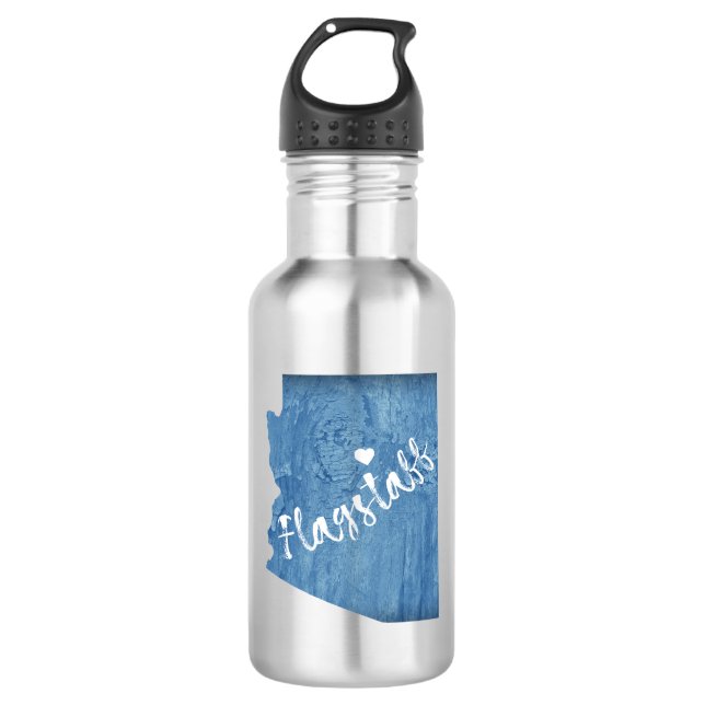 Flagstaff Arizona Wood Grain Stainless Steel Water Bottle (Front)
